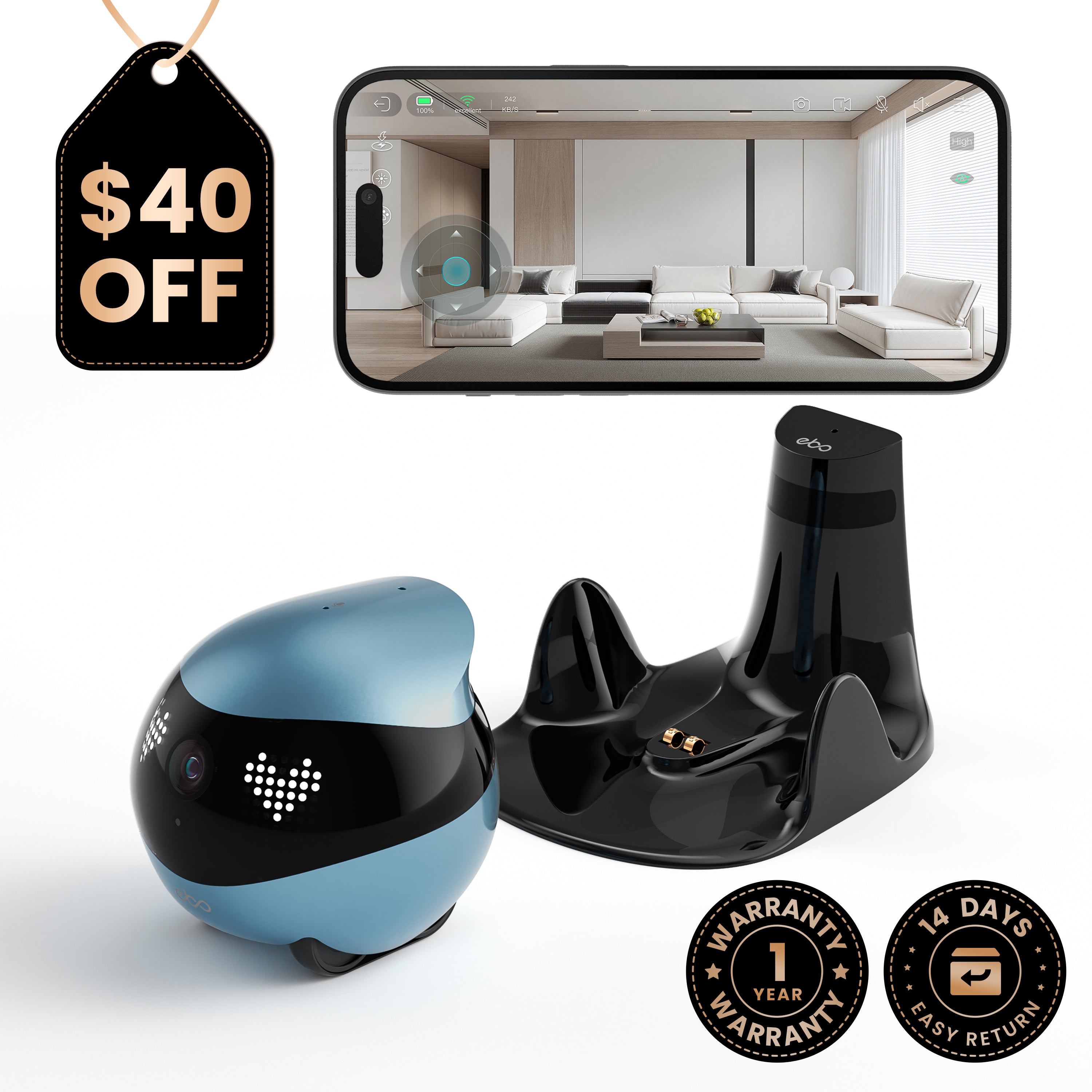 EBO Air 2 – KI-Sicherheits- & Haustierroboter 