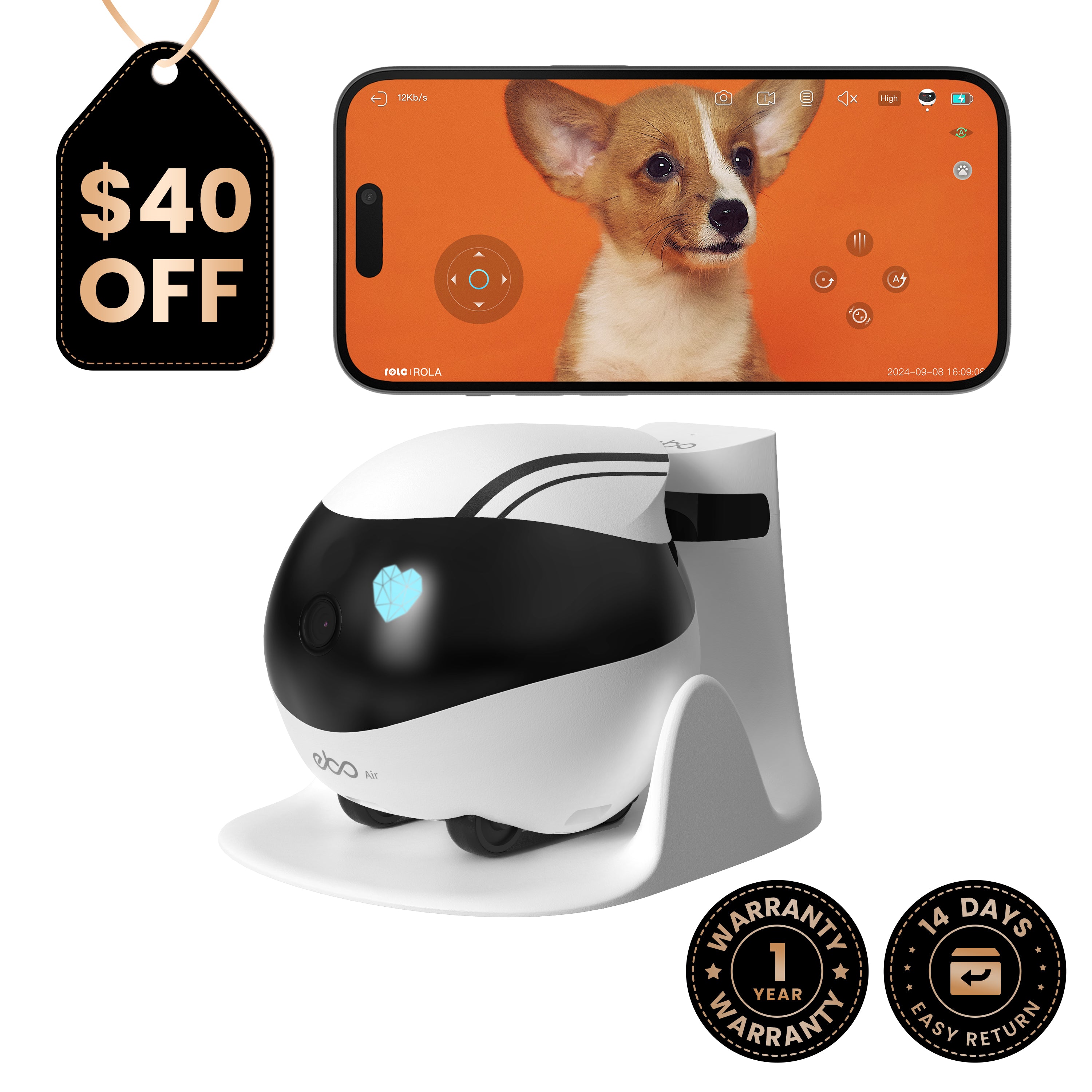 EBO Air Haustierroboter – 1080p Kamera&Laser