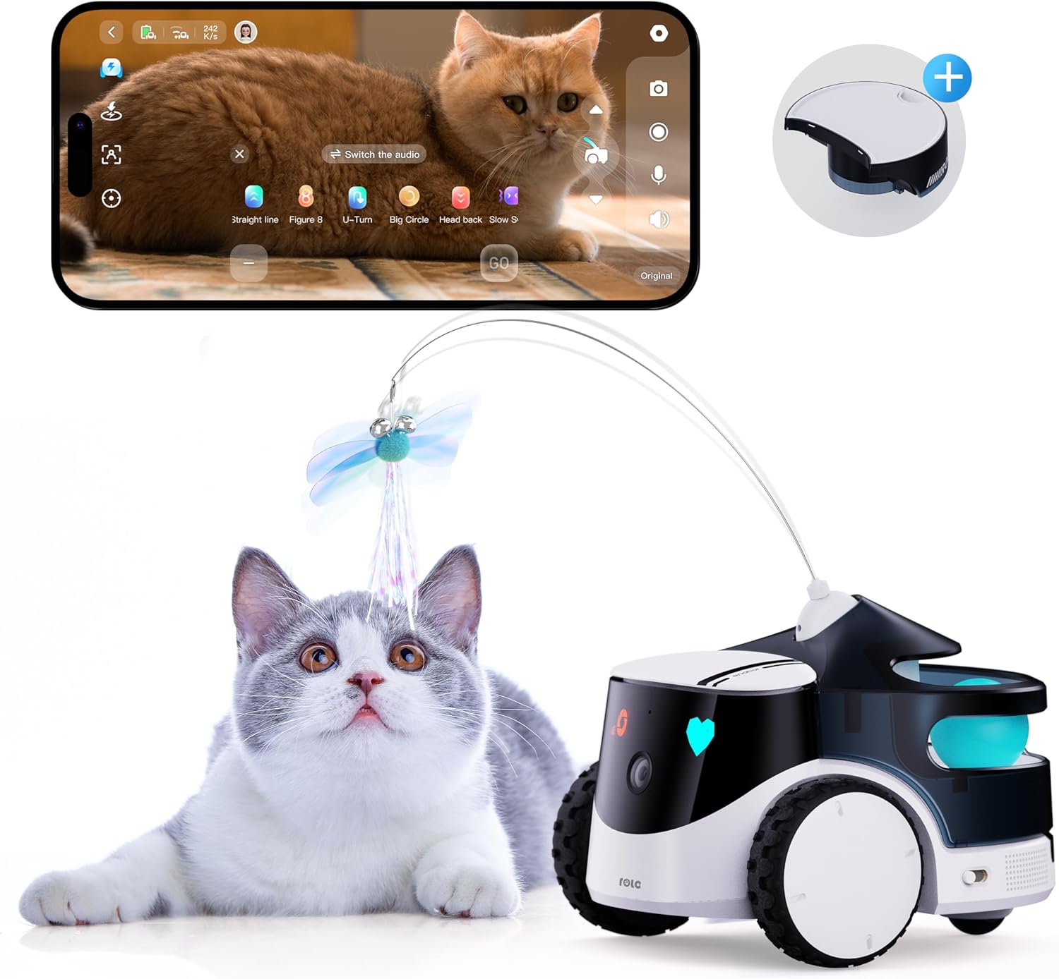 ROLA PetPal Pet Camera and Companion Robot with cat teaser