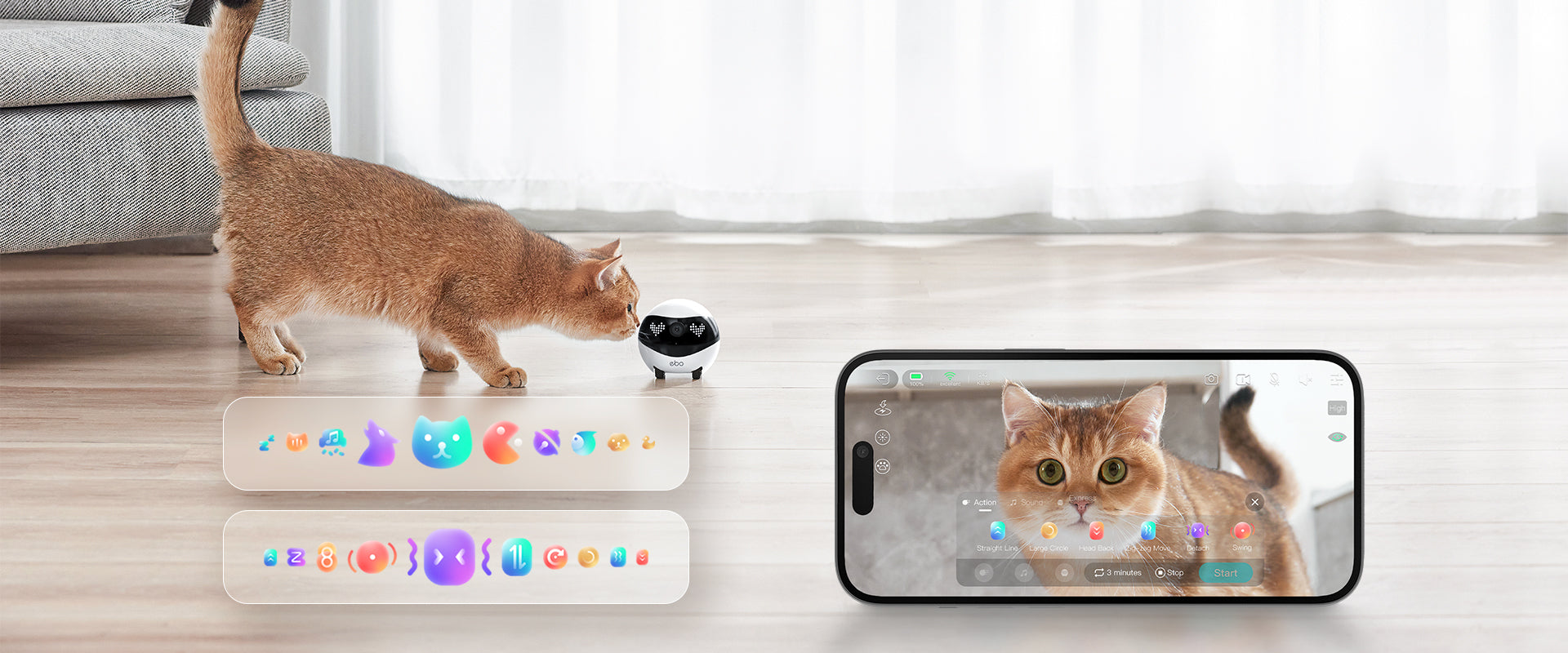 EBO Air 2  companion robot:  Multiple Pet-Play Movements and Sound Effects